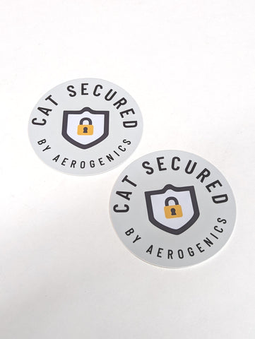 "Secured by Aerogenics" Cat Cover Decal (2x)